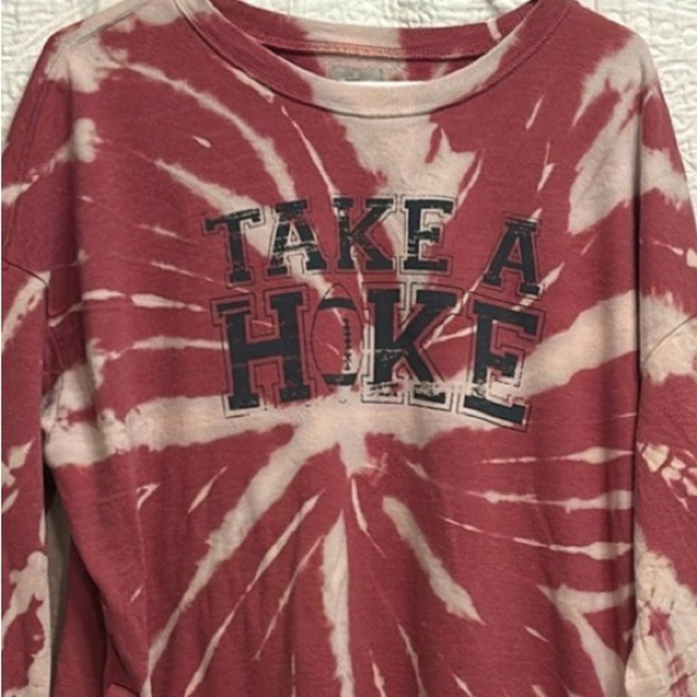 Kickoff Shop dark mauve and off white long-sleeve winter football sweatshirt